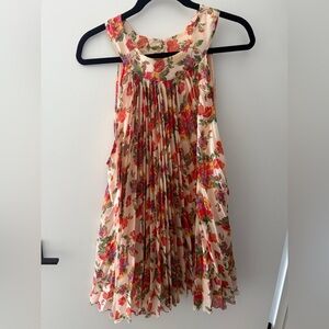 Free People Floral Mini Dress - Cream and Red